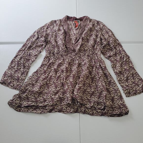 Johnny Was Blouse Womens Medium Silk Floral Boho Peasant Tunic Long Sleeve Top - Picture 1 of 8